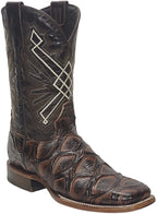 Men´s Silverton Pirarucu LG Print Leather Wide Square Toe Boots - Brown - OriginalWestern.com
