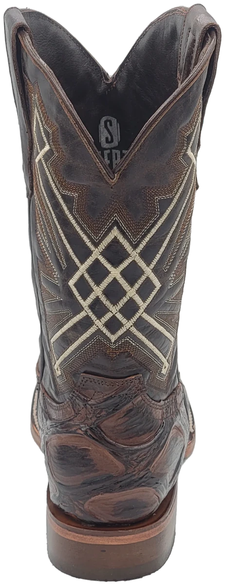 Men´s Silverton Pirarucu LG Print Leather Wide Square Toe Boots - Brown - OriginalWestern.com