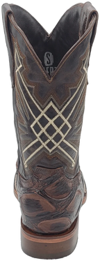Men´s Silverton Pirarucu LG Print Leather Wide Square Toe Boots - Brown - OriginalWestern.com