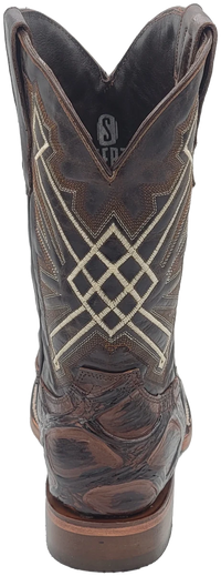 Men´s Silverton Pirarucu LG Print Leather Wide Square Toe Boots - Brown - OriginalWestern.com