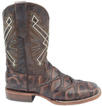 Men´s Silverton Pirarucu LG Print Leather Wide Square Toe Boots - Brown - OriginalWestern.com