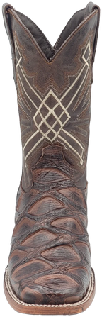 Men´s Silverton Pirarucu LG Print Leather Wide Square Toe Boots - Brown - OriginalWestern.com