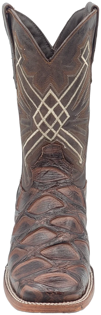Men´s Silverton Pirarucu LG Print Leather Wide Square Toe Boots - Brown - OriginalWestern.com