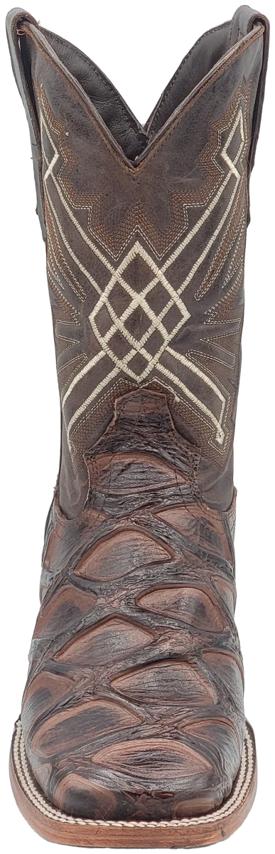 Men´s Silverton Pirarucu LG Print Leather Wide Square Toe Boots - Brown - OriginalWestern.com