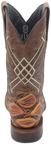 Men´s Silverton Pirarucu LG Print Leather Wide Square Toe Boots - Honey - OriginalWestern.com