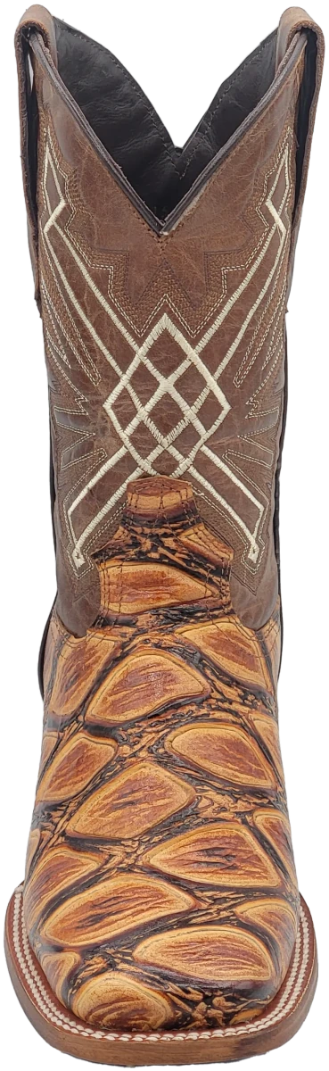 Men´s Silverton Pirarucu LG Print Leather Wide Square Toe Boots - Honey - OriginalWestern.com