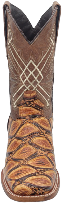 Men´s Silverton Pirarucu LG Print Leather Wide Square Toe Boots - Honey - OriginalWestern.com