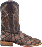 Men´s Silverton Pirarucu Mate Print Leather Wide Square Toe Boots - Brown - OriginalWestern.com