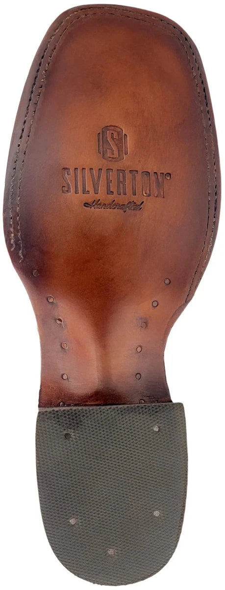 Men´s Silverton Pirarucu Mate Print Leather Wide Square Toe Boots - Brown - OriginalWestern.com