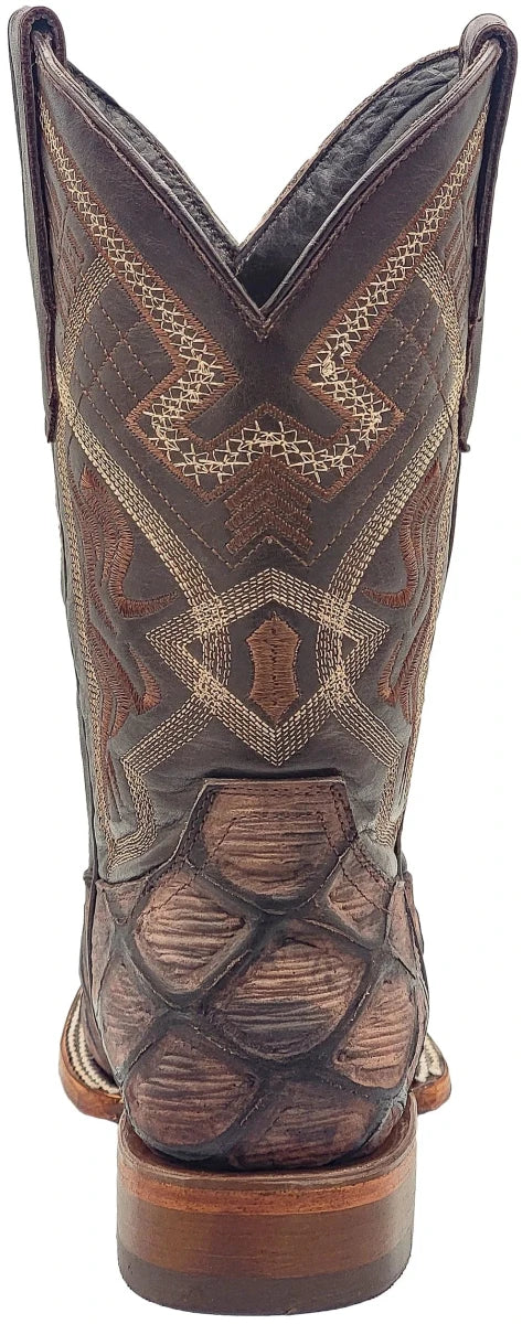 Men´s Silverton Pirarucu Mate Print Leather Wide Square Toe Boots - Brown - OriginalWestern.com
