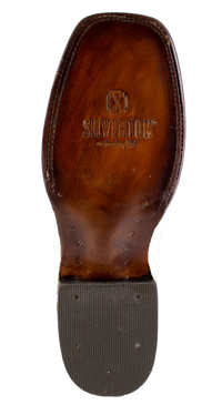 Men´s Silverton Pirarucu Mate Print Leather Wide Square Toe Boots - Honey - OriginalWestern.com