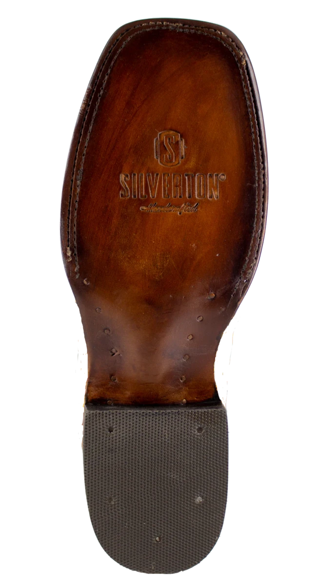 Men´s Silverton Pirarucu Mate Print Leather Wide Square Toe Boots - Honey - OriginalWestern.com