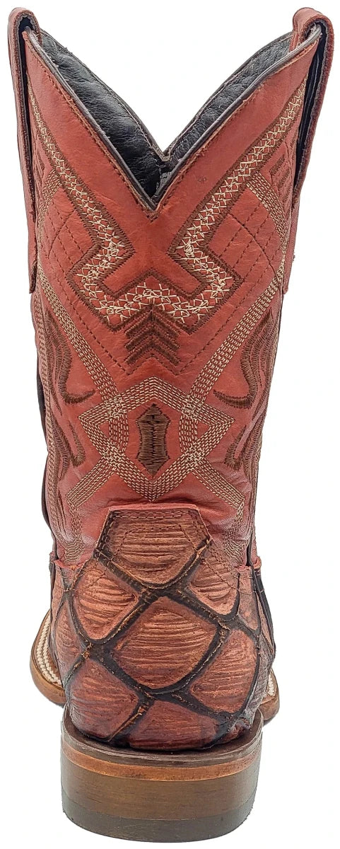 Men´s Silverton Pirarucu Mate Print Leather Wide Square Toe Boots - Shedron - OriginalWestern.com
