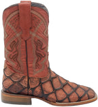 Men´s Silverton Pirarucu Mate Print Leather Wide Square Toe Boots - Shedron - OriginalWestern.com