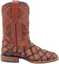 Men´s Silverton Pirarucu Mate Print Leather Wide Square Toe Boots - Shedron - OriginalWestern.com