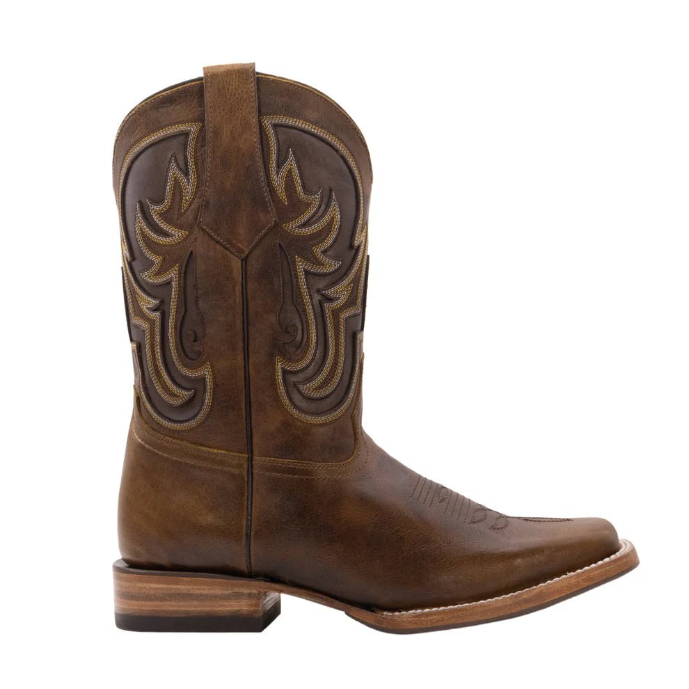Men´s Silverton Ranch All Leather Square Toe Boots - Brown - OriginalWestern.com