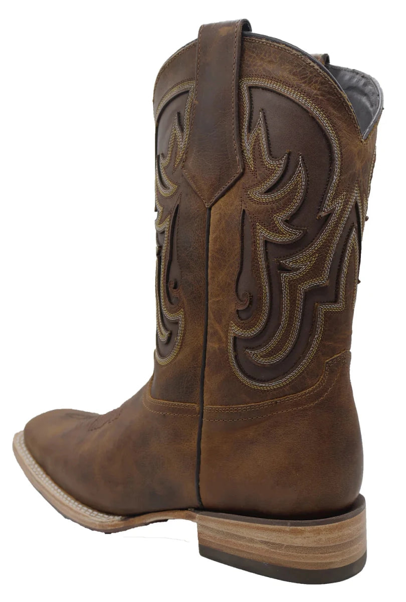 Men´s Silverton Ranch All Leather Square Toe Boots - Brown - OriginalWestern.com
