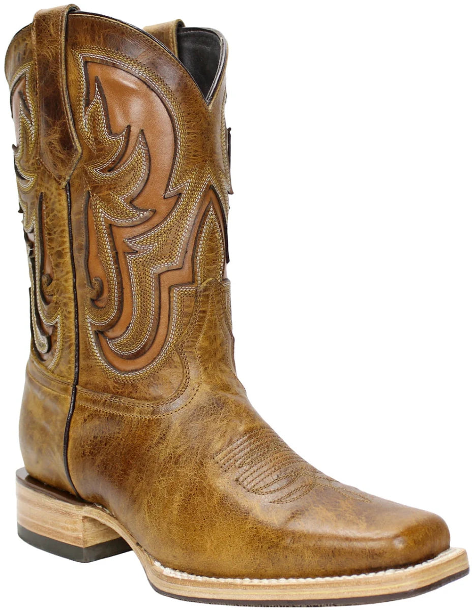 Men´s Silverton Ranch All Leather Square Toe Boots - Honey - OriginalWestern.com