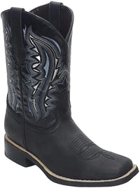 Men´s Silverton Stockton All Leather Square Toe Boots - Black - OriginalWestern.com