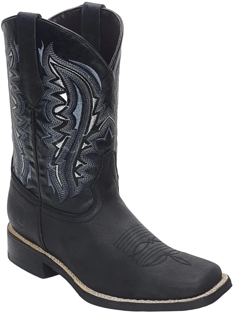 Men´s Silverton Stockton All Leather Square Toe Boots - Black - OriginalWestern.com