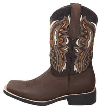 Men´s Silverton Stockton All Leather Square Toe Boots - Chocolate - OriginalWestern.com