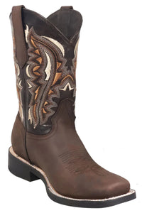 Men´s Silverton Stockton All Leather Square Toe Boots - Chocolate - OriginalWestern.com