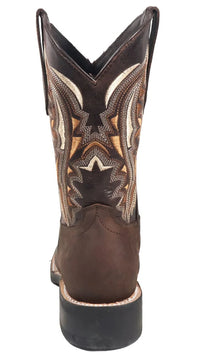 Men´s Silverton Stockton All Leather Square Toe Boots - Chocolate - OriginalWestern.com
