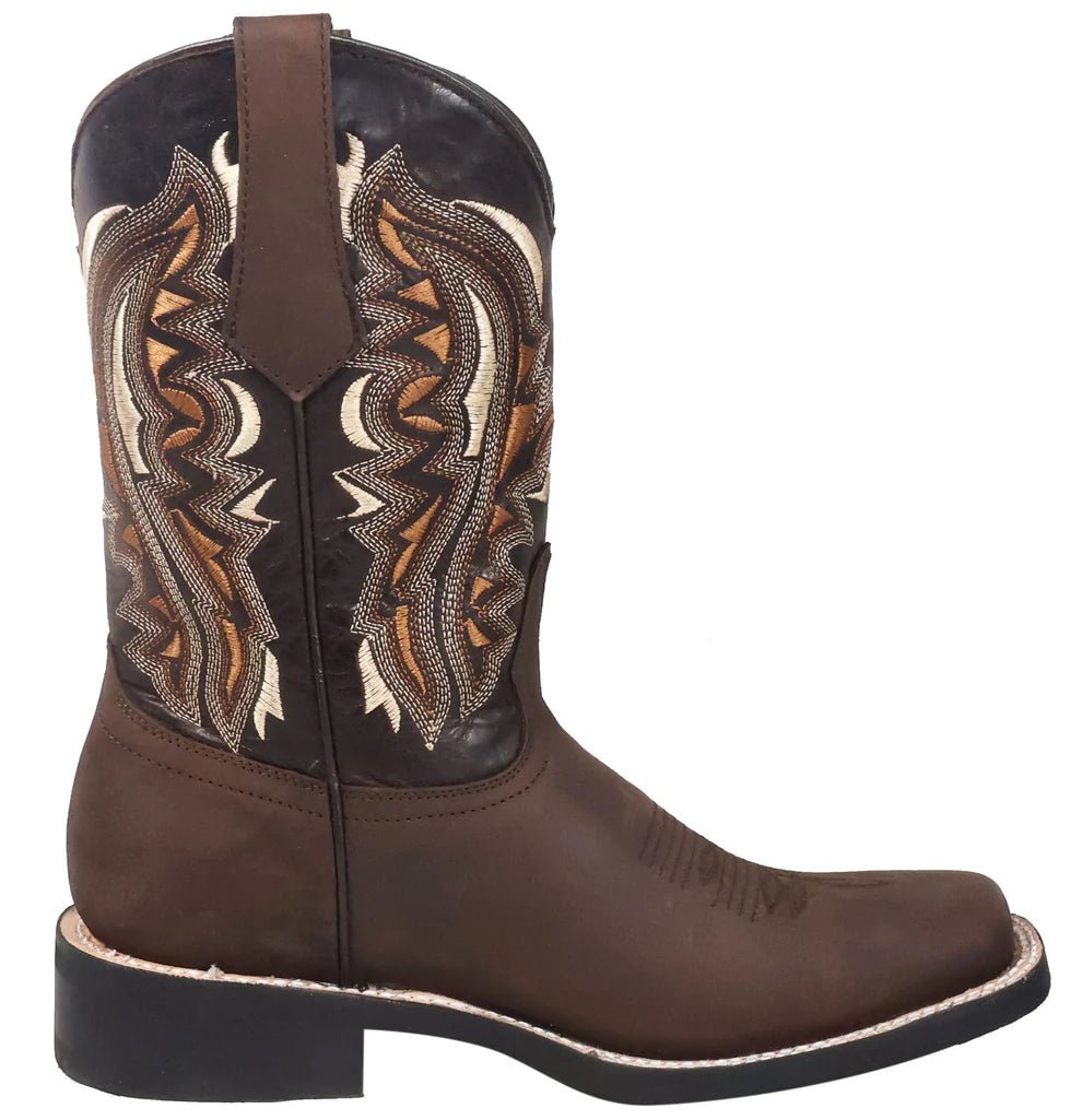 Men´s Silverton Stockton All Leather Square Toe Boots - Chocolate - OriginalWestern.com