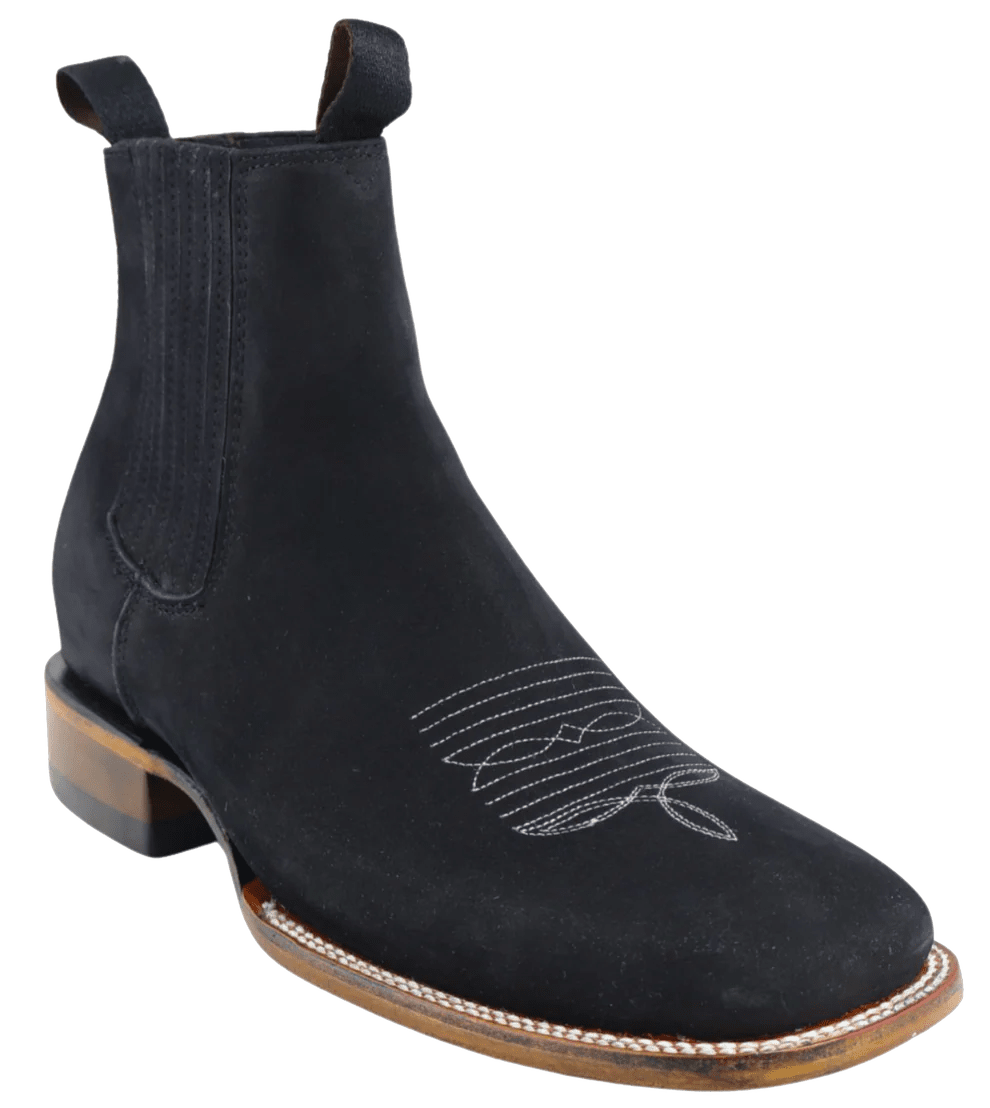 Men´s Silverton Tony Buck All Leather Wide Square Toe Short Boots - Black - OriginalWestern.com