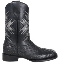 Men´s Silverton Tucxon All Leather Wide Square Toe Boots - Black/Black - OriginalWestern.com