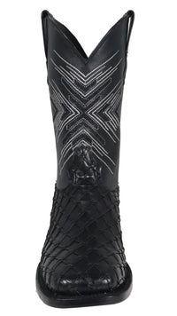 Men´s Silverton Tucxon All Leather Wide Square Toe Boots - Black/Black - OriginalWestern.com