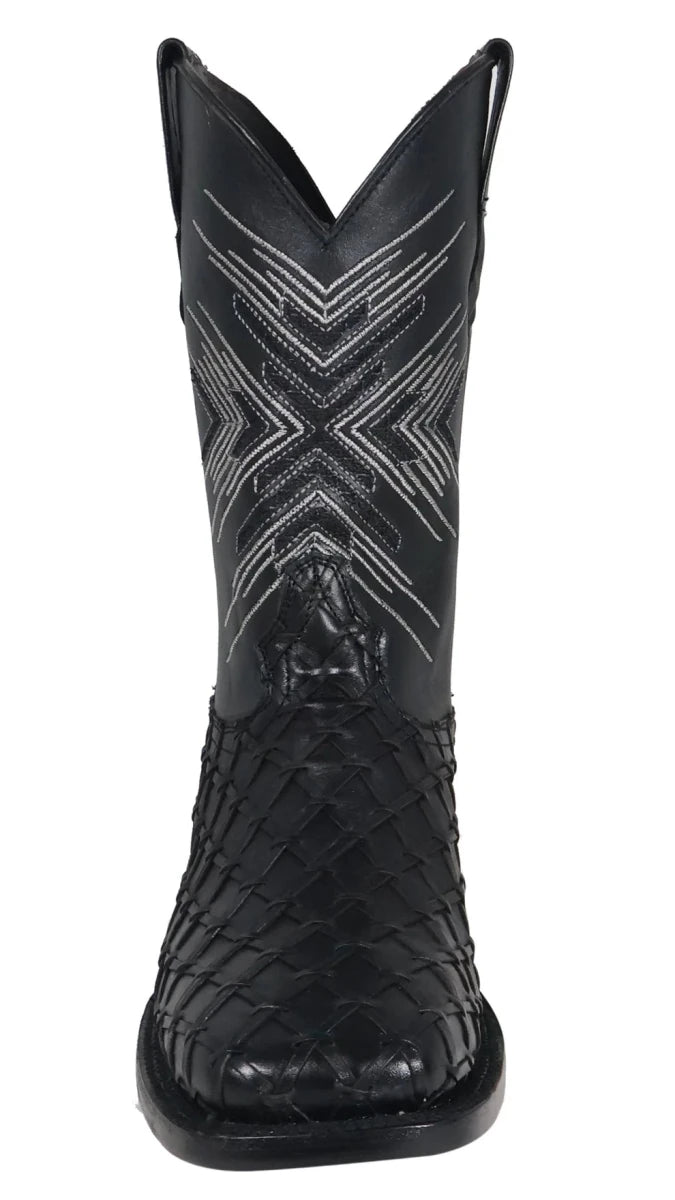 Men´s Silverton Tucxon All Leather Wide Square Toe Boots - Black/Black - OriginalWestern.com