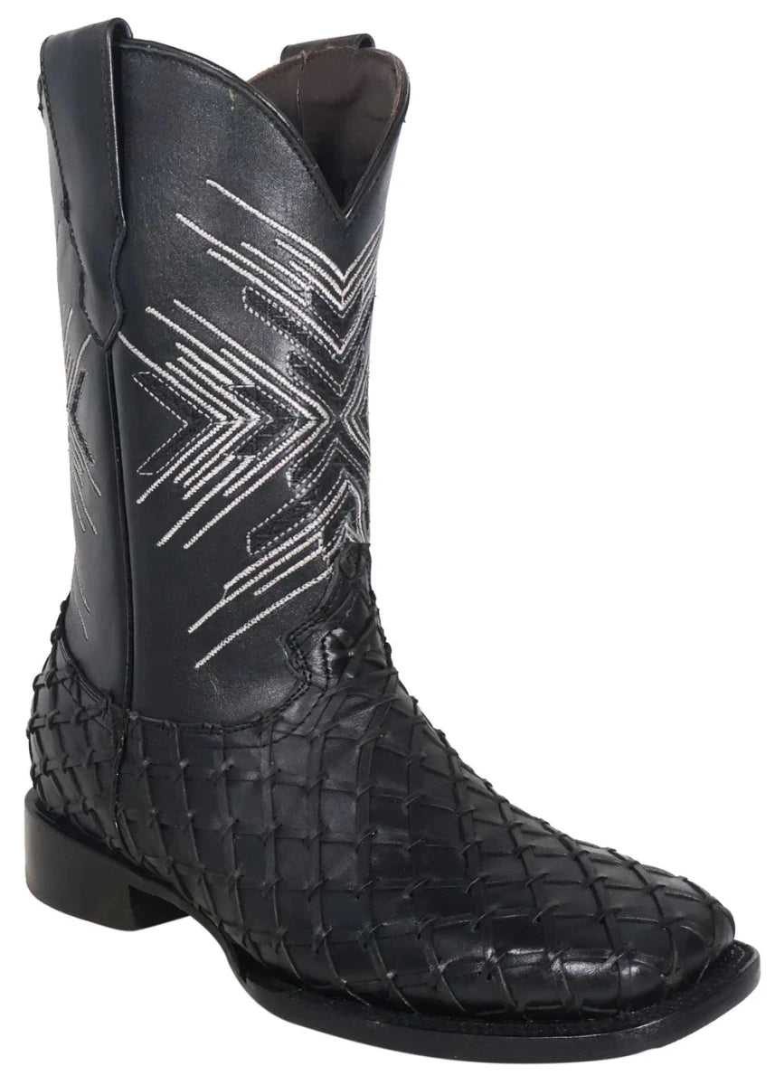 Men´s Silverton Tucxon All Leather Wide Square Toe Boots - Black/Black - OriginalWestern.com