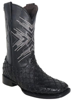 Men´s Silverton Tucxon All Leather Wide Square Toe Boots - Black/Black - OriginalWestern.com