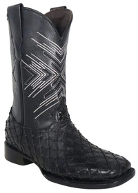 Men´s Silverton Tucxon All Leather Wide Square Toe Boots - Black/Black - OriginalWestern.com