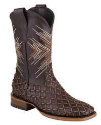 Men´s Silverton Tucxon All Leather Wide Square Toe Boots - Brown/Honey - OriginalWestern.com