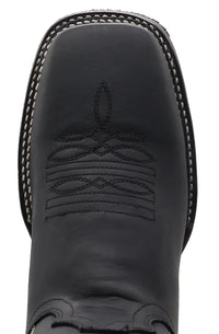Men´s Silverton Weston All Leather Wide Square Toe Boots - Black - OriginalWestern.com