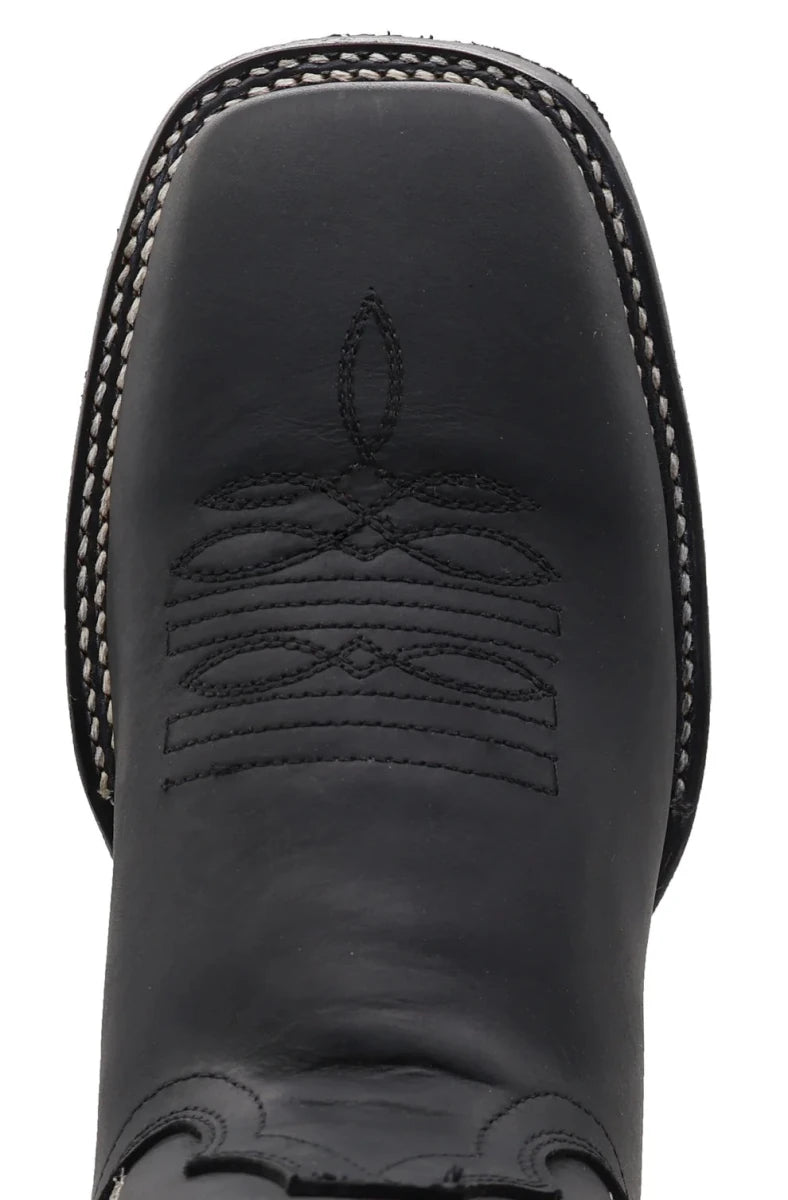 Men´s Silverton Weston All Leather Wide Square Toe Boots - Black - OriginalWestern.com