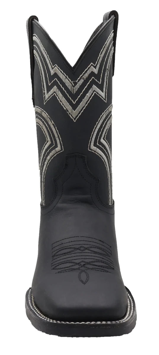 Men´s Silverton Weston All Leather Wide Square Toe Boots - Black - OriginalWestern.com