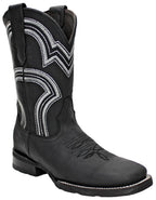 Men´s Silverton Weston All Leather Wide Square Toe Boots - Black - OriginalWestern.com