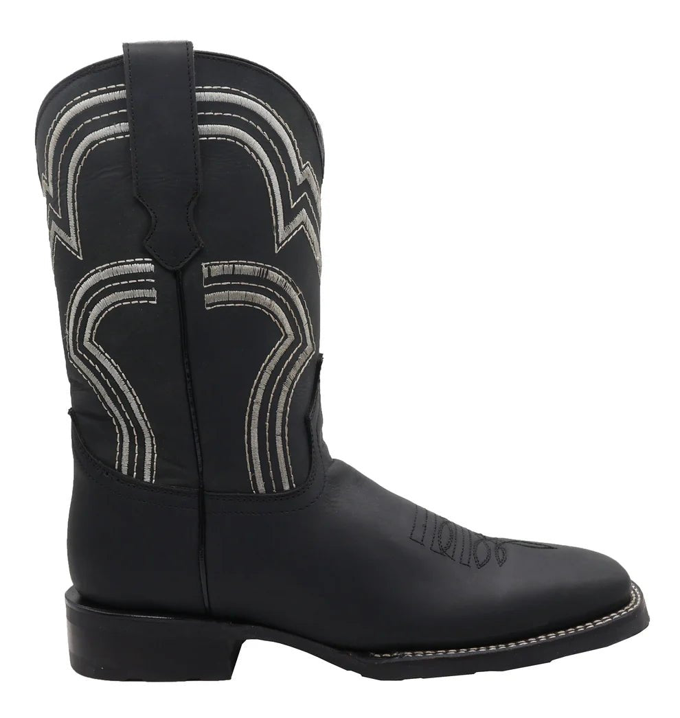Men´s Silverton Weston All Leather Wide Square Toe Boots - Black - OriginalWestern.com