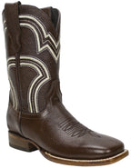 Men´s Silverton Weston Leather Wide Square Toe Boots - Brown - OriginalWestern.com