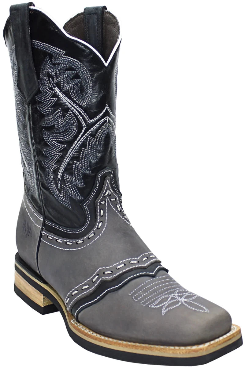 Men´s Silverton Wyoming All Leather Square Toe Boots - Gray - OriginalWestern.com