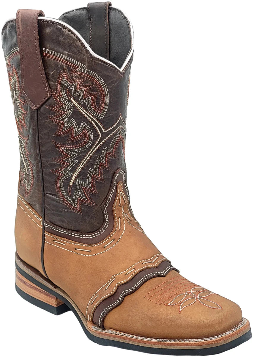 Men´s Silverton Wyoming All Leather Square Toe Boots - Tobacco - OriginalWestern.com