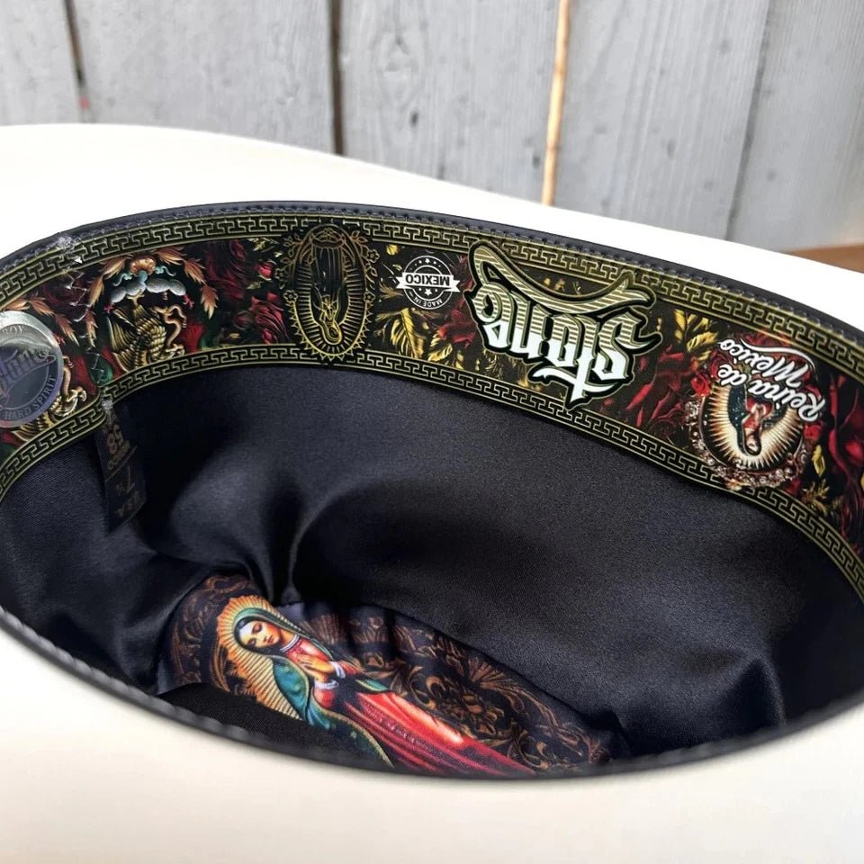 Men's Stone Virgen de Guadalupe 5,000X Sinaloa Style Western Cowboy Straw Hat - OriginalWestern.com