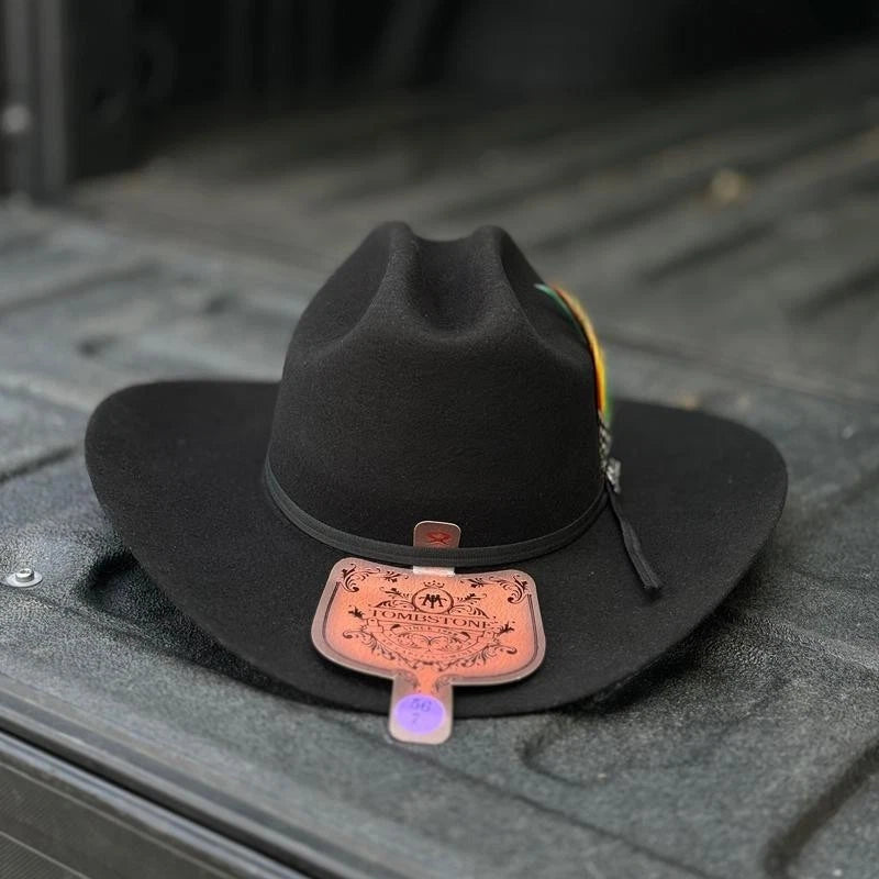 Men’s Tombstone 10X Sinaloa (Chaparral) Style Western Cowboy Fur Felt Hat - Black - OriginalWestern.com