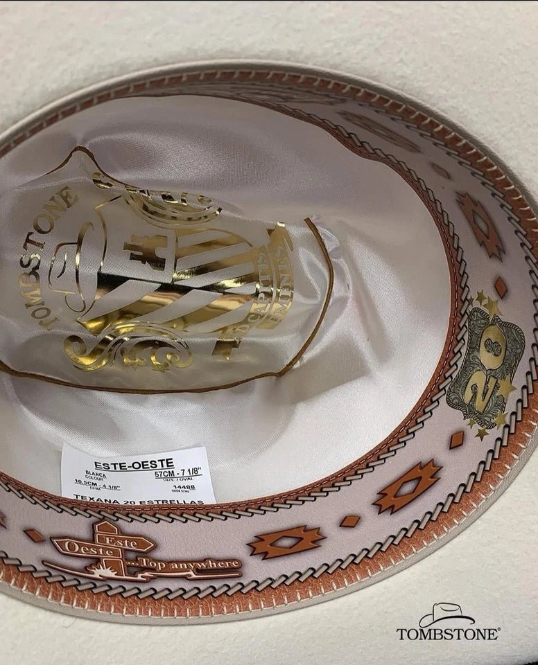 Men's Tombstone 20X Western Cowboy Fur Felt Hat East West Style - White - OriginalWestern.com
