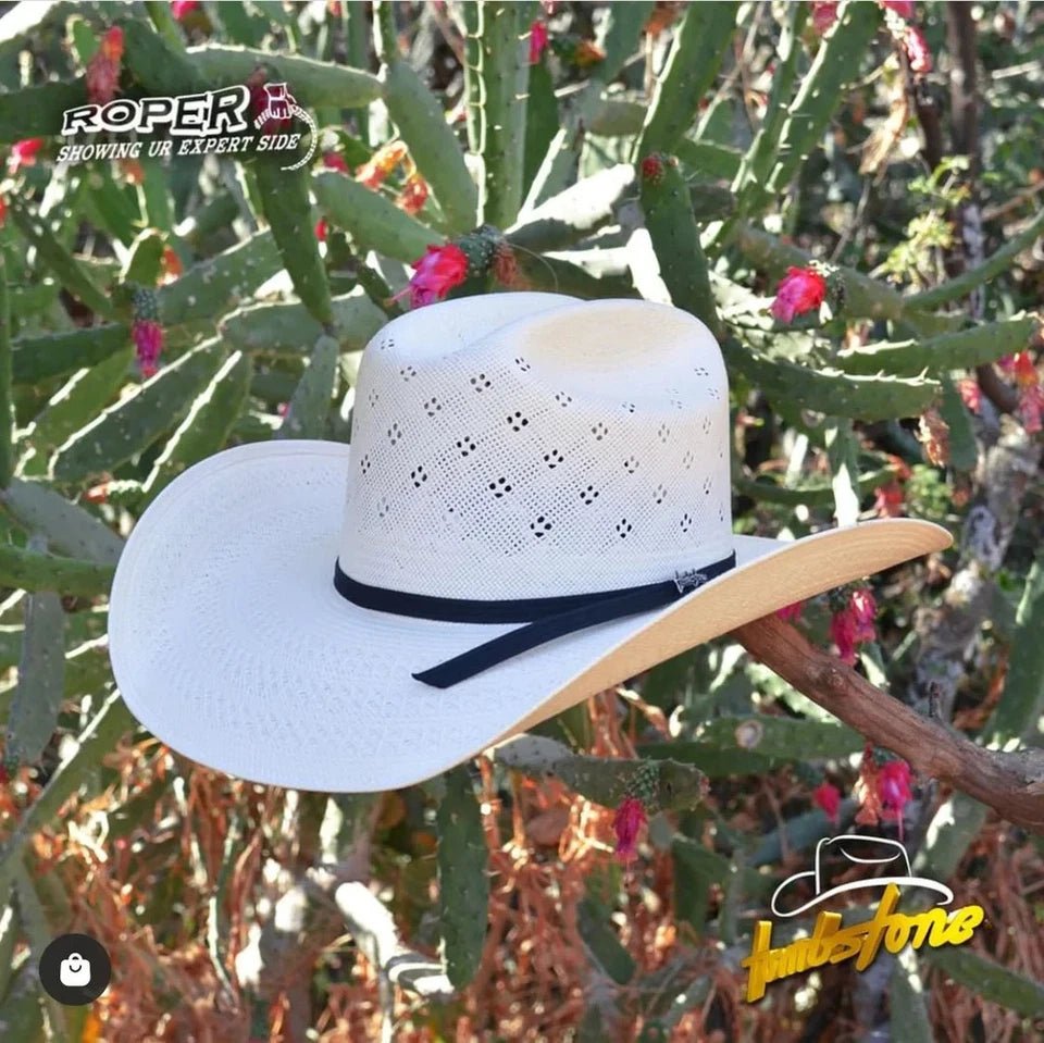Men’s Tombstone 30X Roper Flower Style Western Cowboy Shantung Straw Hat - OriginalWestern.com
