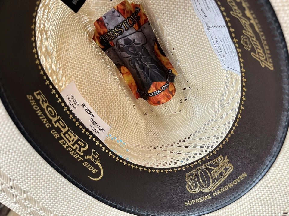 Men’s Tombstone 30X Roper Randas Bicolor Style Western Cowboy Shantung Straw Hat - OriginalWestern.com