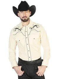 Men's Traditional Embroidered Western Shirt Beige/Black 42960 - OriginalWestern.com